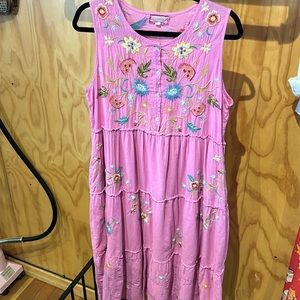 Johnny Was Workshop cotton tiered dress